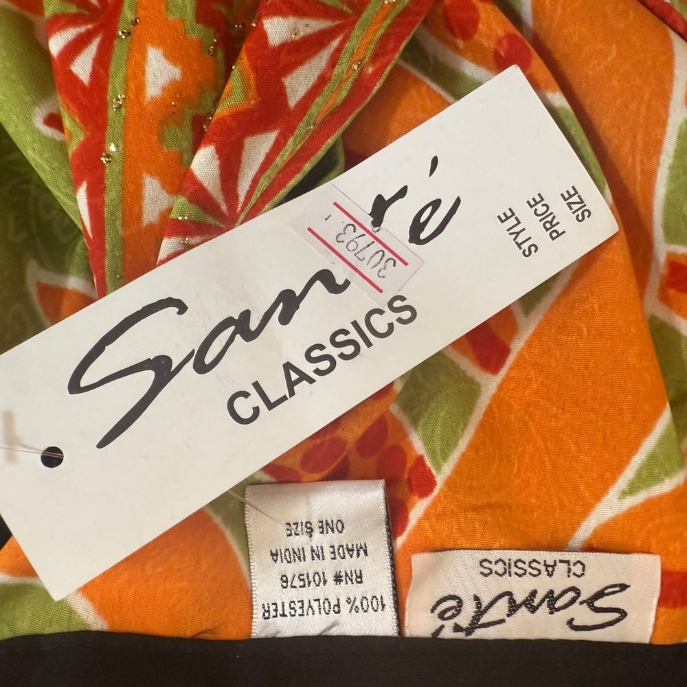 Sante Vibrant Green and Orange Floral V Neckline MuMu Kaftan SKU1102 - Picture 7 of 8